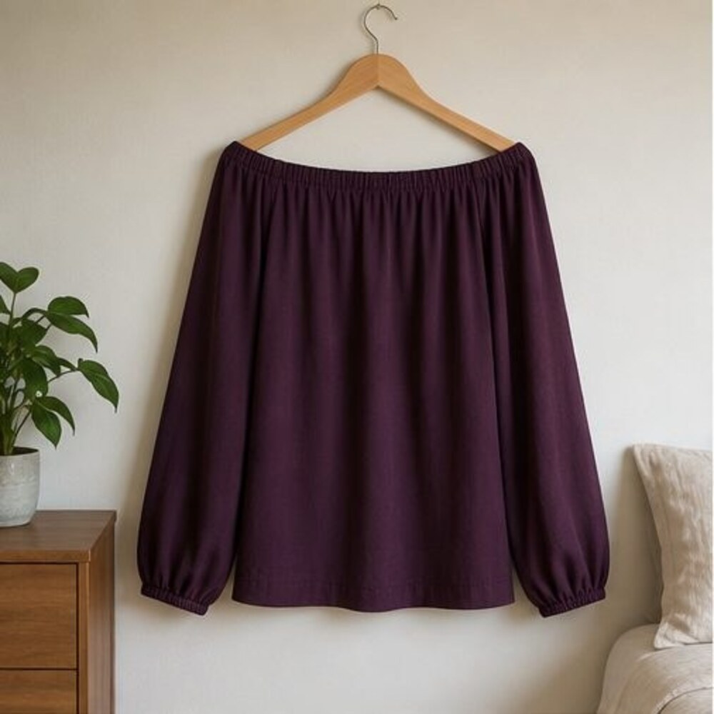 Plum Off Shoulder Balloon Top